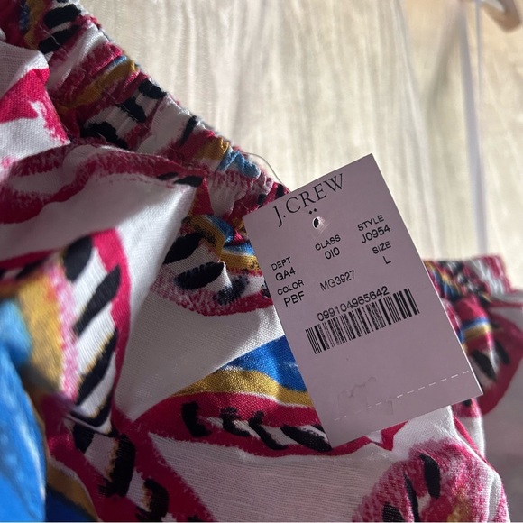 J. Crew Linen One Shoulder Ruffle Mini Dress Tropical Leaf Print NWT Size L - Picture 3 of 7